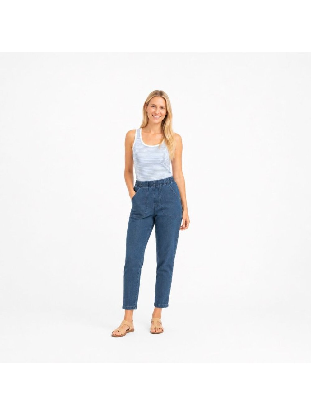 2/$30 New Croft & Barrow Mid-Rise Pull-On Small Straight Leg Long  Stretch Jeans